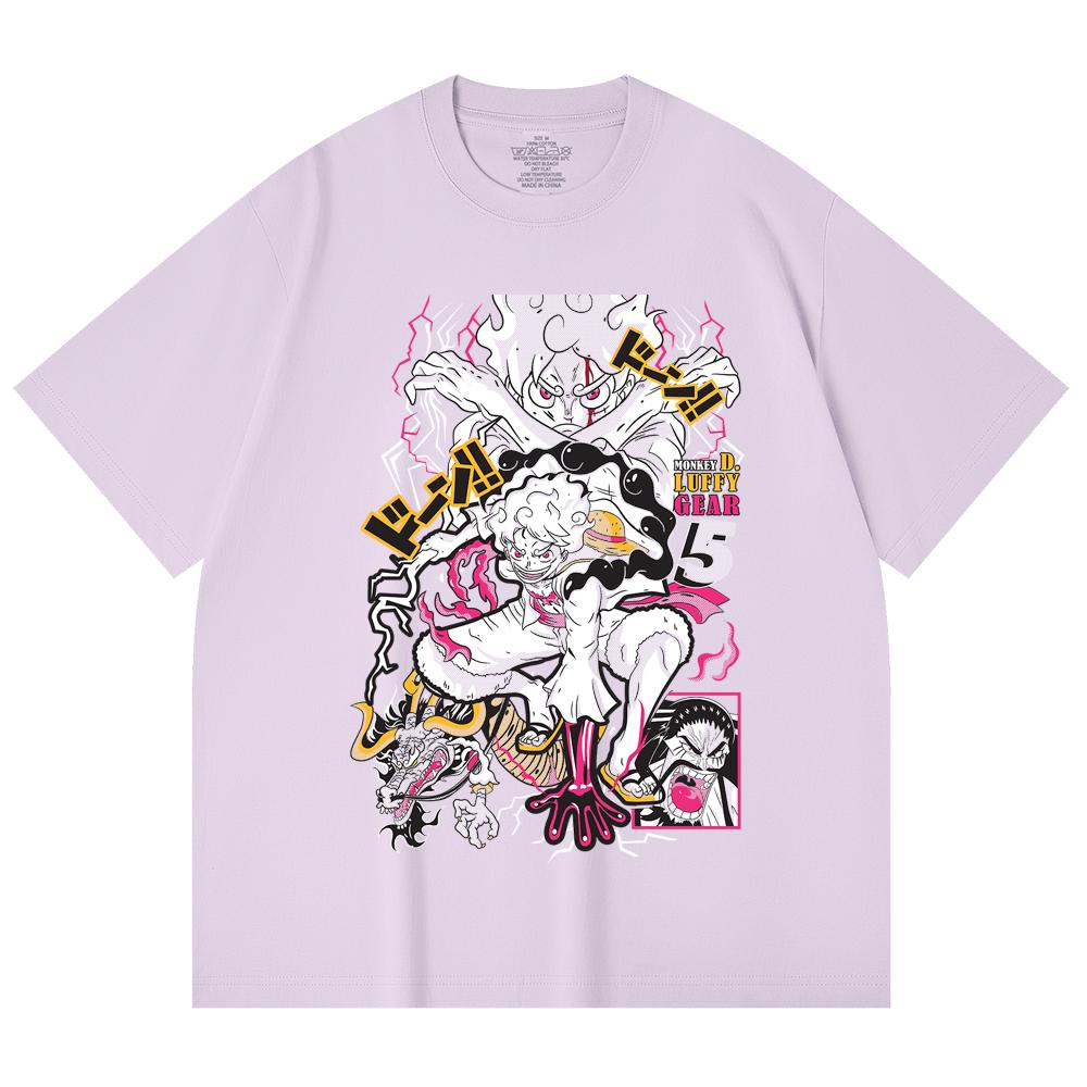 230 Gsm 100% Cotton One Piece V23 Luffy Gear Print Unisex Heavy Cotton T Shirt