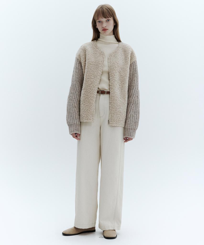 CITYBREEZE Alpaca Mix Zip-Up Knit_Beige