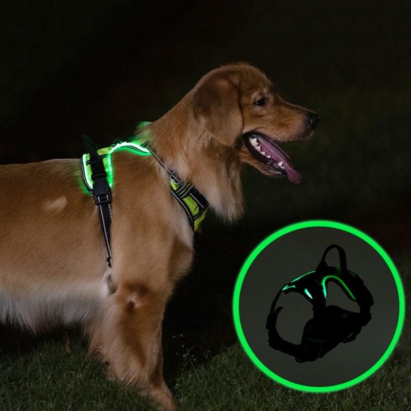 Mode Hunde Geschirr Leine Verstellbare Länge Haustier Brust Rücken LED Hunde Weste mit Robuster Schnalle für Haustier Outdoor Spaziergänge