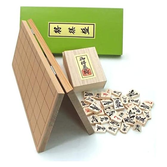 Easy folded shogi board set with handy wooden pieces! Shin Katsura No. 5 folded shogi board set (wooden pieces, birch wood, high quality press)