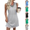 Fashionable Women's Casual Contrasting Color V-neck Sleeveless Dress