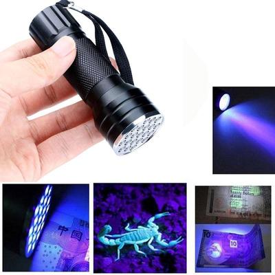 Nová UV ultrafialová 21 LED svítilna Mini Blacklight hliníková baterka