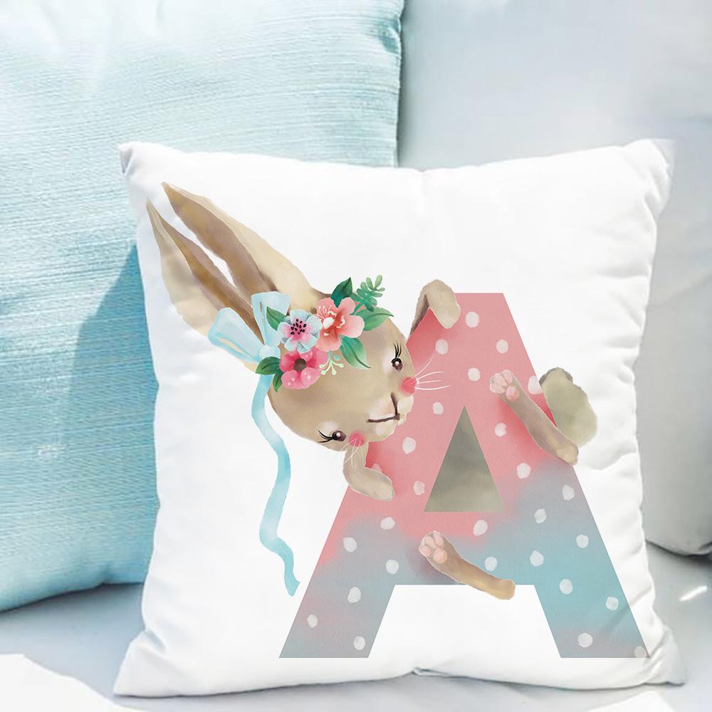 Модный английский алфавит AZ наволочка с рисунком кролика и слона наволочка для подушки милые мультяшные животные детская комната декоративные 450mm450mm 1353₽