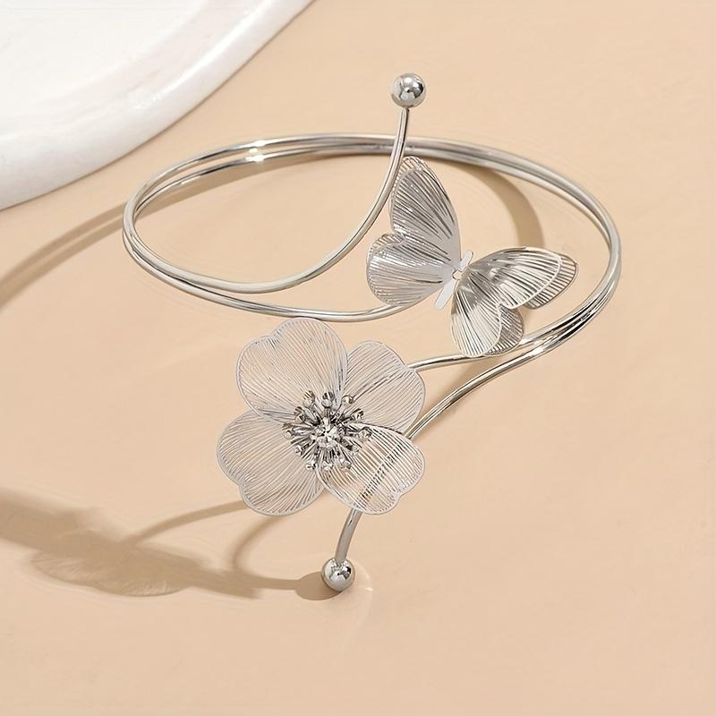 Luxurious Geometric Open Flower Butterfly Armband Women'S