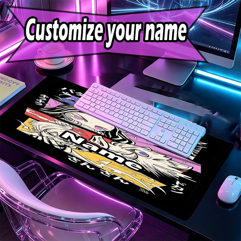 Custom Name Personalized Demon Slayer Pattern Mousepad, Laptop PC Desk Mat, Decorative Desk Mat for Home Keyboard Pad Gift