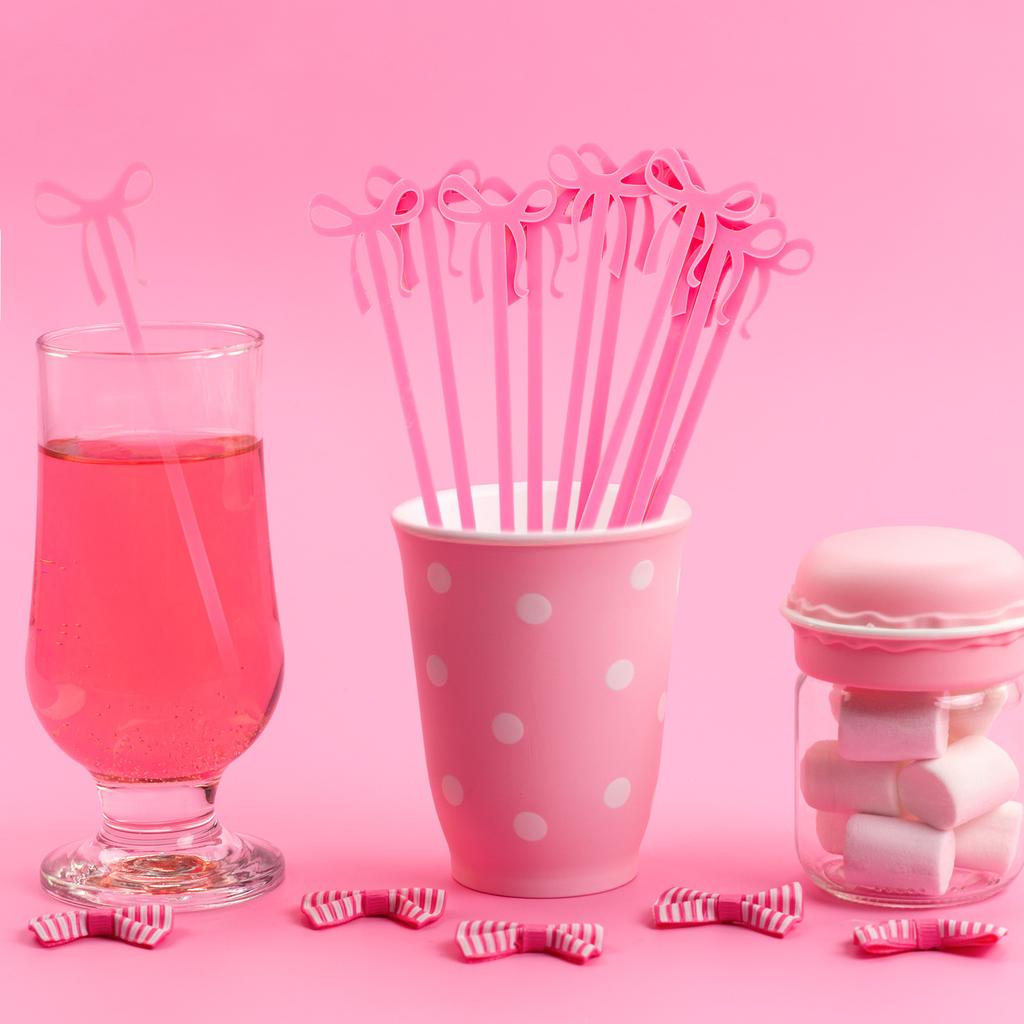 30 Pack Coquette Bow Acrylic Drink Stirrers Cocktail Stick Swizzle Sticks For Bachelorette Party, Coquette Birthday Party, Girly