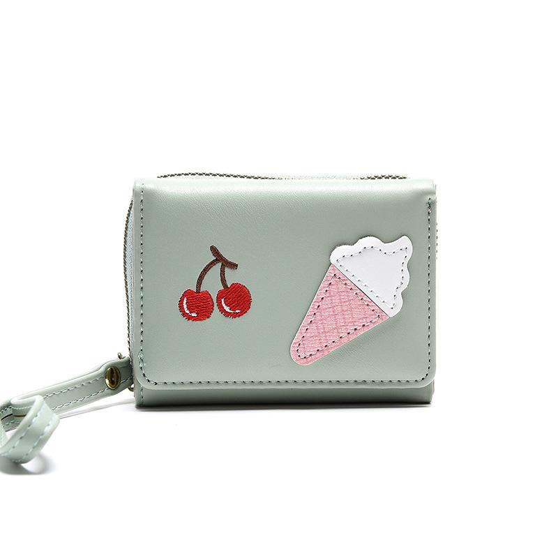 Wallet Women's Short New Ice Cream Cherry Simple Large Capacity Change Bag WaIIet