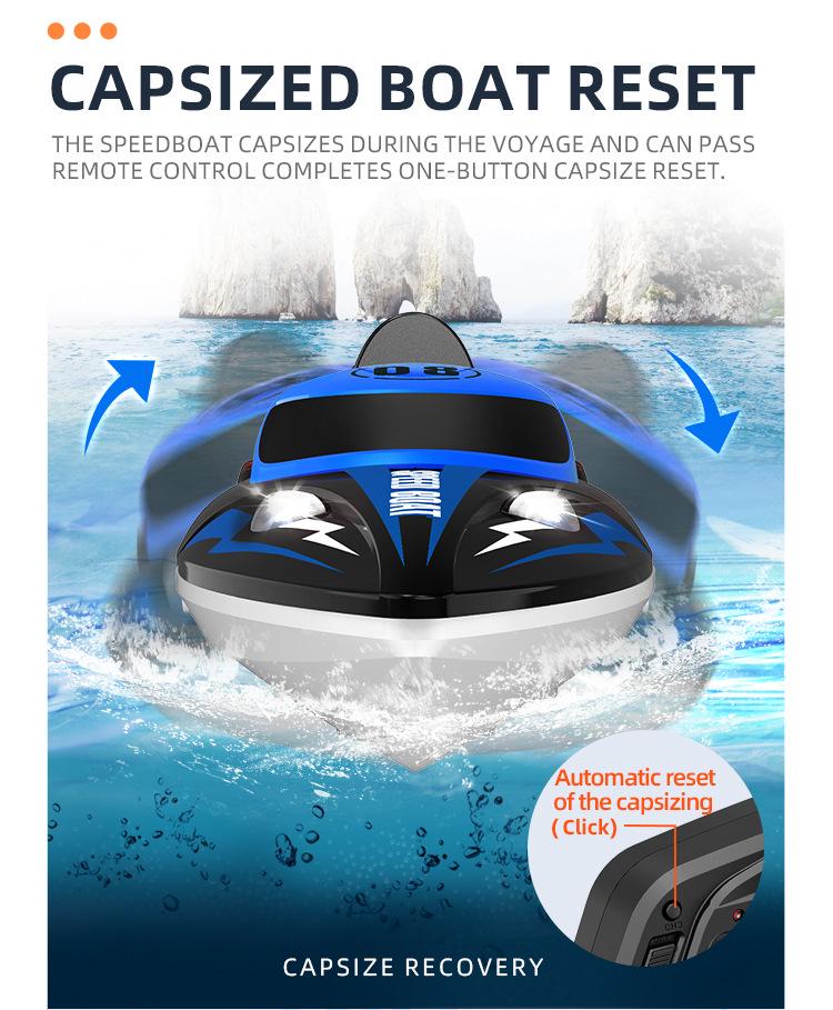 HJ808 High-Speed 2.4G Remote Control Speedboat with Lights, 25KM/h Racing Water Toy.