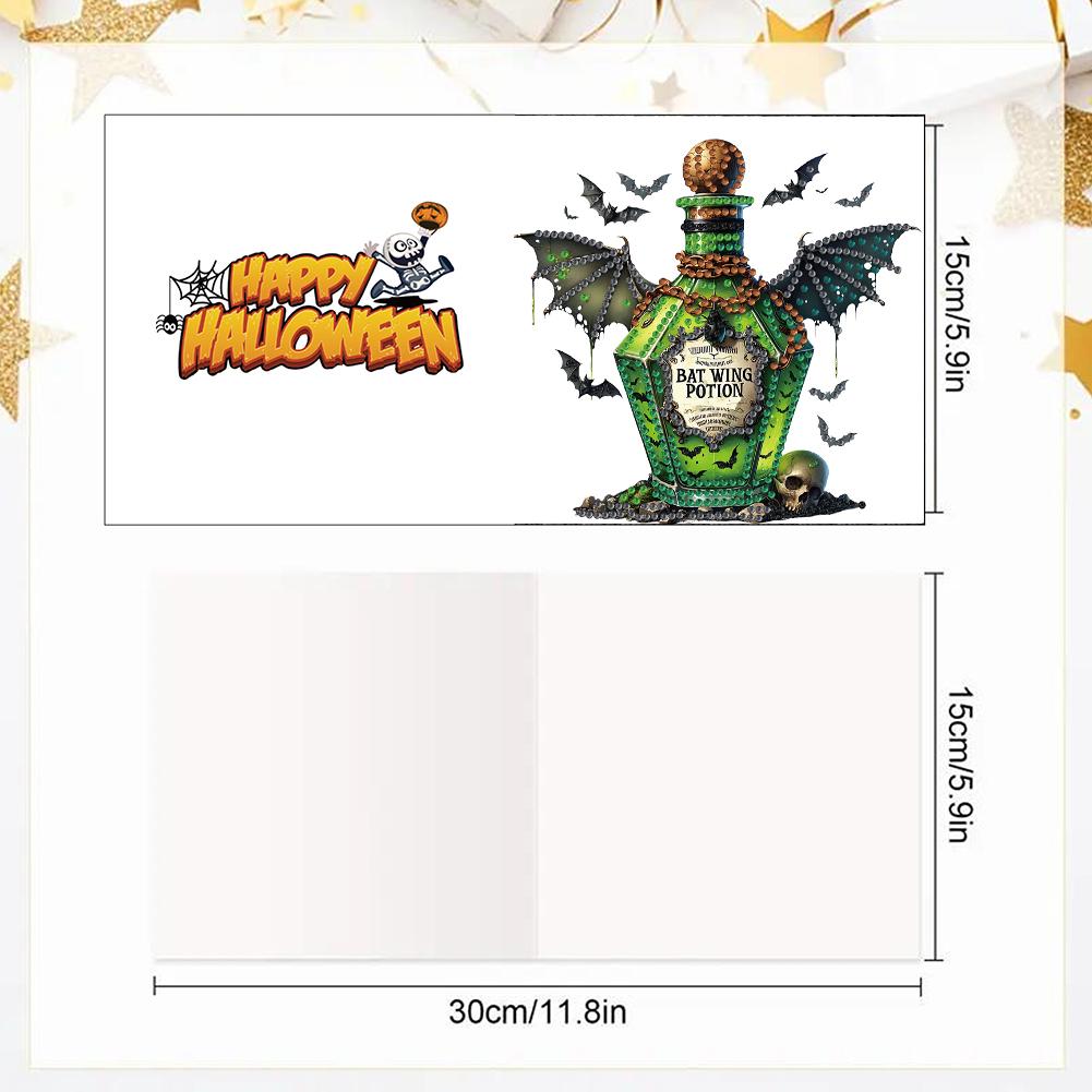 6PCS DIY Halloween Designs Diamond Art Greeting Cards for Halloween and Holidays
