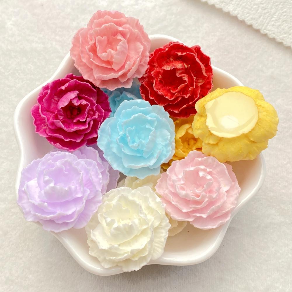 Resin Kawaii 3D Colorful Rose Flat back Flower Stone Scrapbook Figurines 10PCS DIY Bow Decor Accessories Crafts