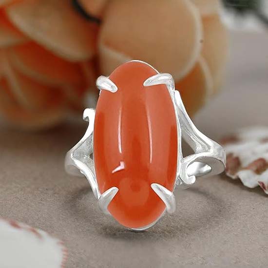 Inel cu Piatră Prețioasă Carneol, Inel din Argint Sterling 925 Masiv, Inel Făcut Manual, Inel de Designer, Inel Impunător, Inel cu Piatră de Naștere