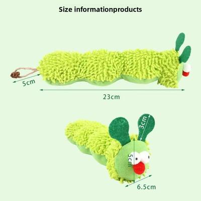 Caterpillar Plush Cat Chew Toys Catnip Molar Cat Teaser Interaction Toy Clean Mouth Resistant Cat Chew Stress Relieving Pet Toys