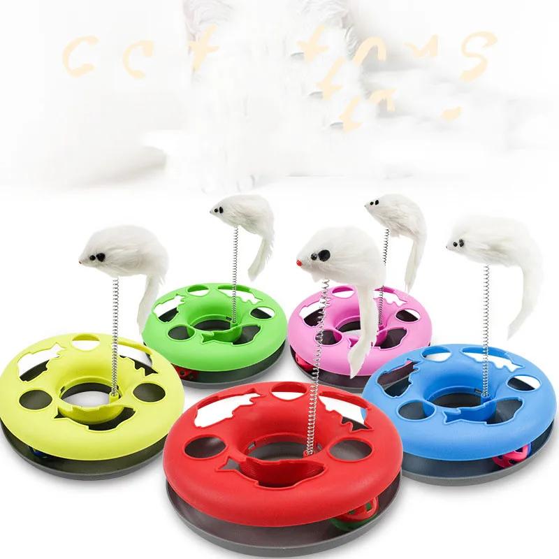 Pet Toy Cat Turntable Ball for Indoor Cats Interactive Kitten Toys Roller Tracks with Catnip Spring Funny Cat Toy Teaser Mouse