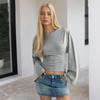 Y25TP201 Summer Casual Solid Long Sleeve Slimming T-shirt for Women