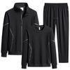 Men's Plus Size Spring Cotton Sportswear: Casual, Breathable Three-Piece Set with Running Cardigan and Round Neck