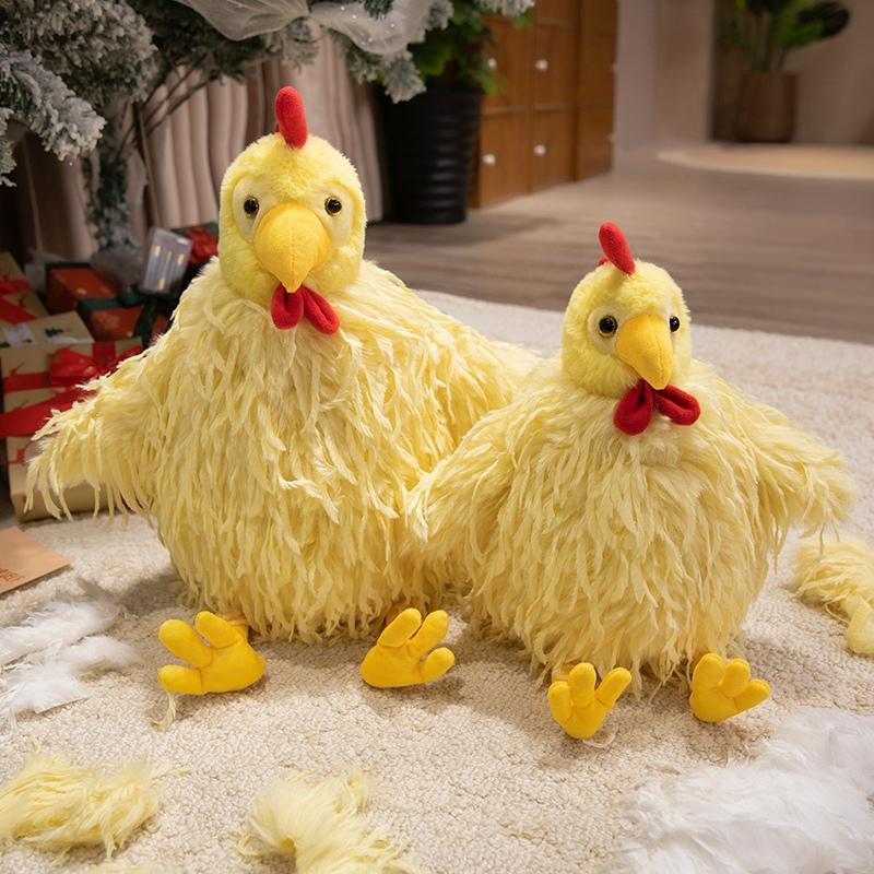 28/38cm Kawaii Creative Hen Plush Doll Pillow Long Hair Bow Tie Rooster Chicken Plush Toy Home Decor Gift For Boys And Girls