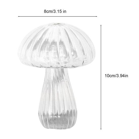 Glass Mushroom Vase Clear Small Bud Flower Vase Cute Mushroom Propagation Stations for Home Room Kitchen Office Windowsill Decoration