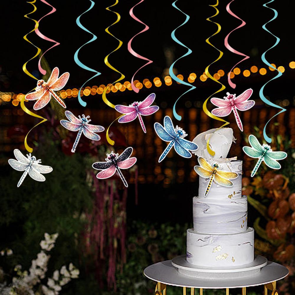 Insect Theme Birthday Party Decor Set With Colorful Dragonfly Flags Spiral And