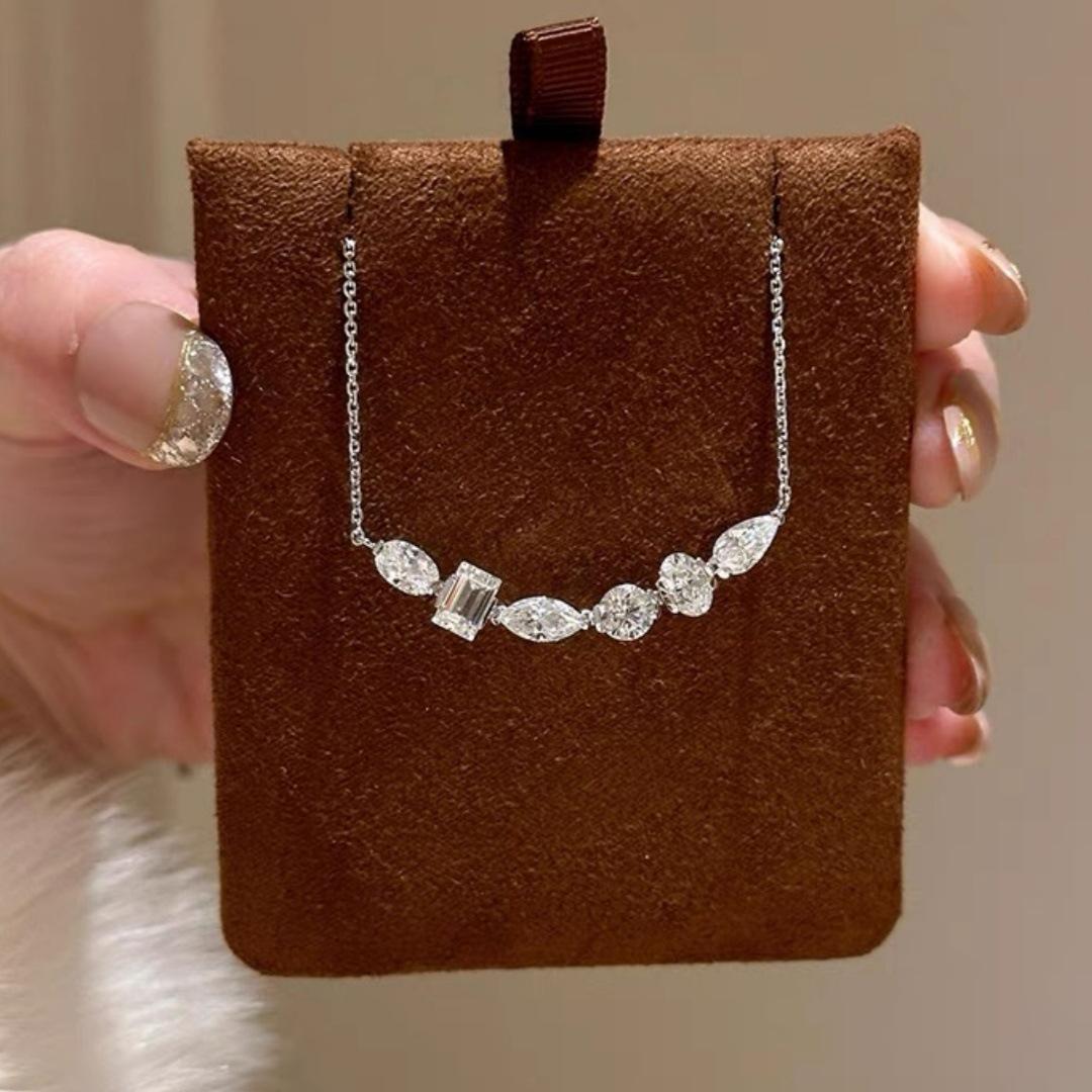 2026 Irregular Zircon Necklace Female Long Light Luxury Niche Design Sugar Cube Gift Collarbone Chain 45CM