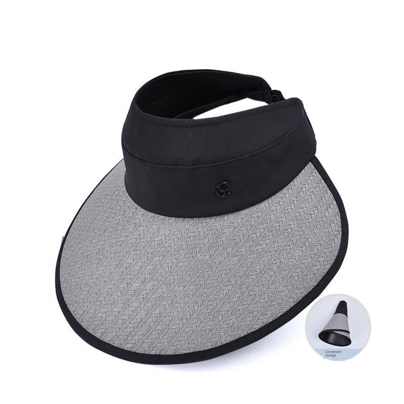 

Summer 8436 Outdoor All-Matching Sun Protection Face Slimming Sun Hat Female plus Size Black Rubber Brim Air Top Hat Tide Grey