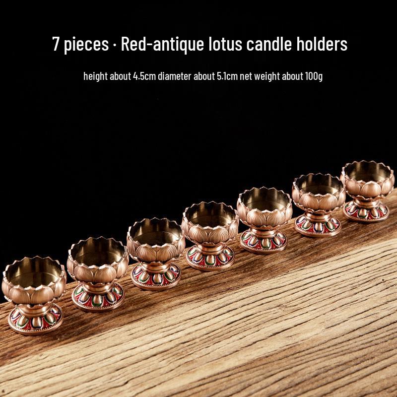Ganzmetall Lotus Butterlampenhalter Set für Buddhistische Opfergaben