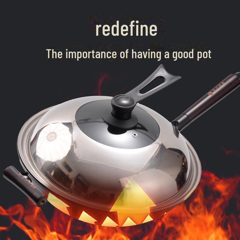 Luchuan Old-Fashioned Round & Flat Bottom Cast Iron Non-Stick Frying Pan for Gas Stoves