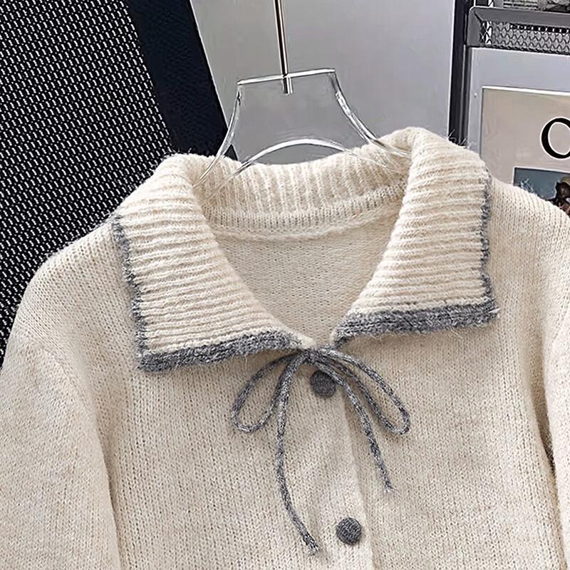 Women's Wool Blend Color-Block Knitted Cardigan