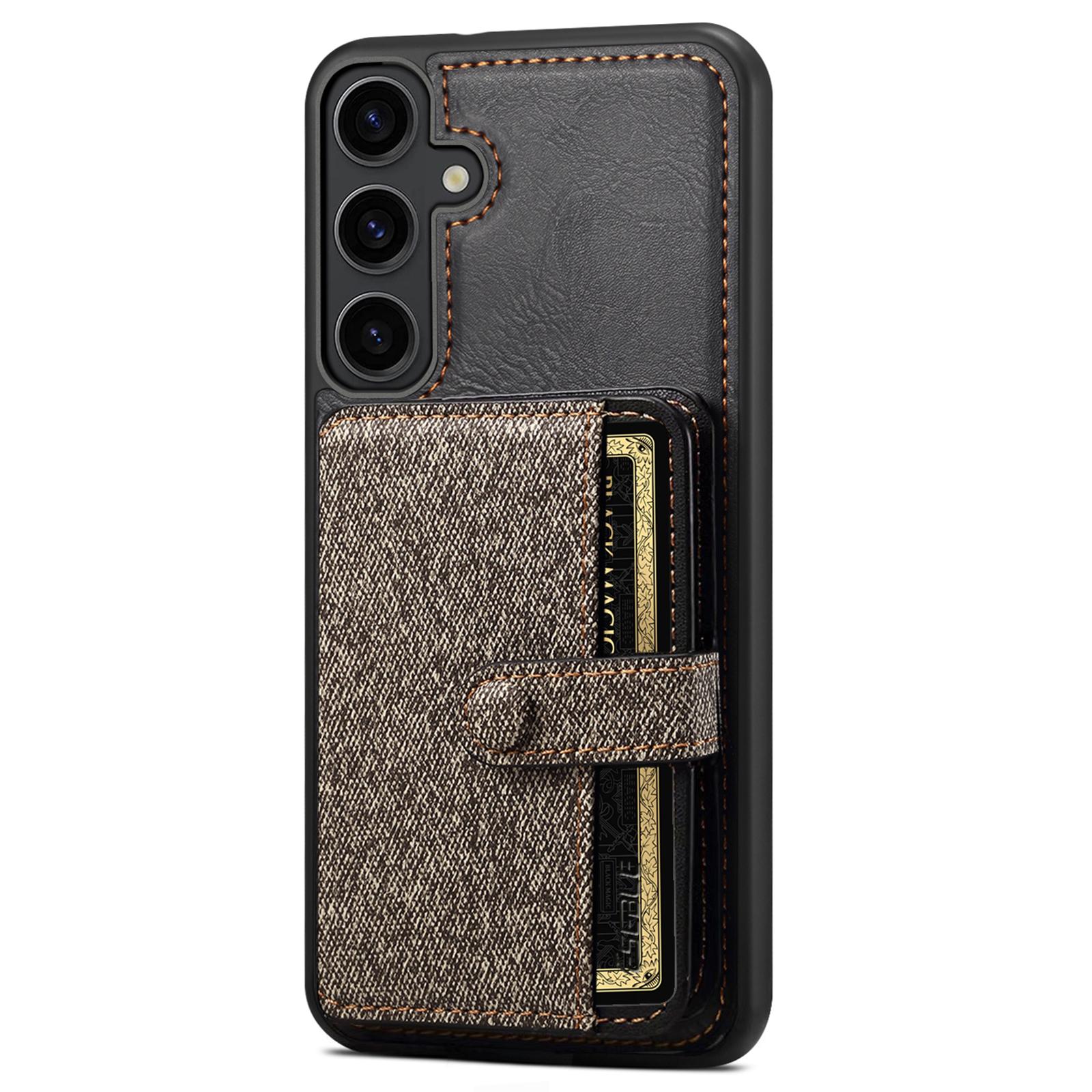 

ESEBLE For Samsung Galaxy S24 Case PU Leather Coated PC+TPU Phone Cover Card Slots Kickstand Dark Grey