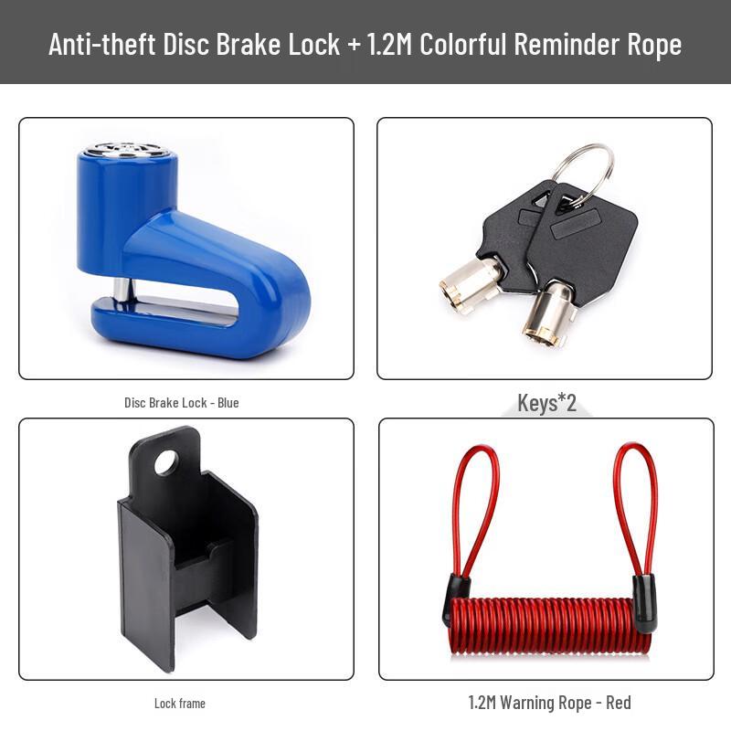 Motorcycle Bicycle Disc Brake Lock with Reminder Rope
