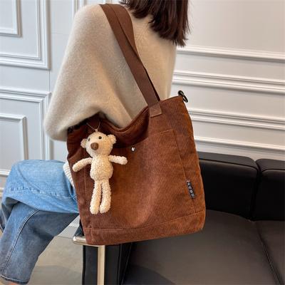 Corduroy Large-Capacity Bag Women'Snewest Trendy Korean Version Messenger Bag All-Match Student Shoulder Bag Women'S Handbag