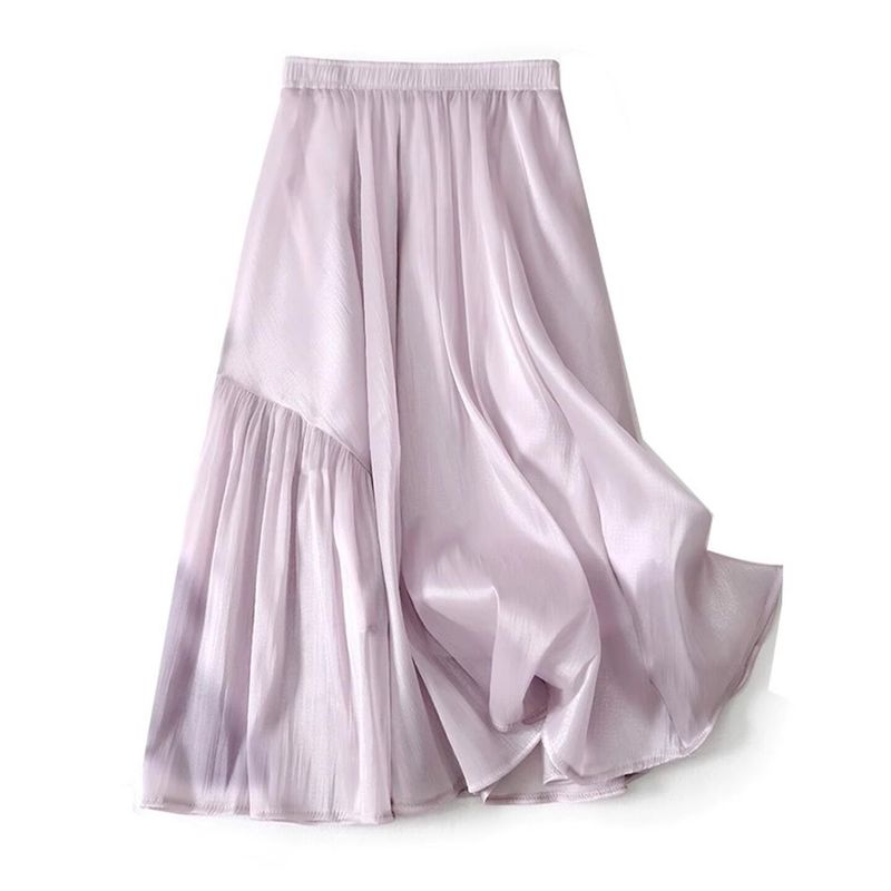 

French-Style High-End Slimming and Comfortable Skirt, 2026 Summer Fashion High-Waisted A-Line Skirt, Beautiful Drapey Skirt, Trendy Purple [Flesh-Covering/Slimming Look/Chic/Niche] S
