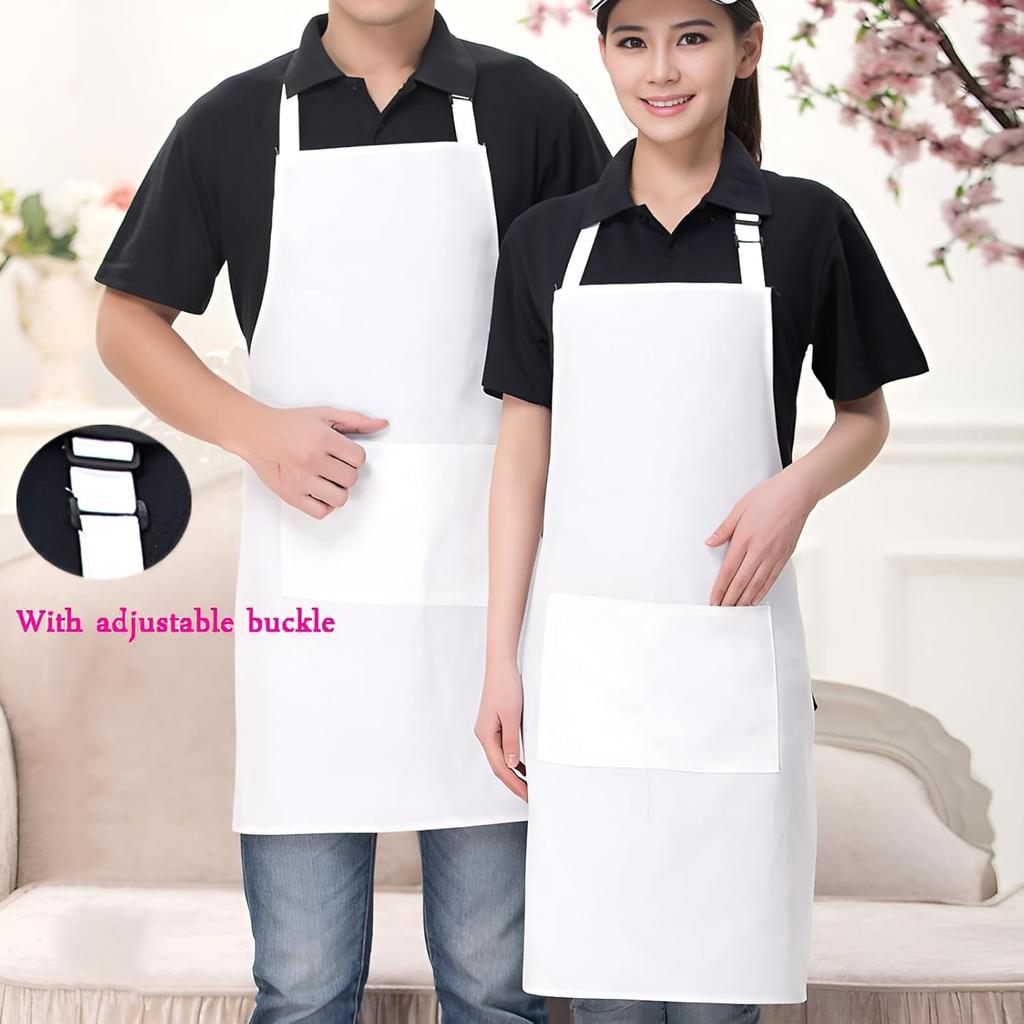 White Chef Hat And Apron For Men Women Adults Set,Chef Costume,White Apron With Pockets For Cooking,Chef Outfit
