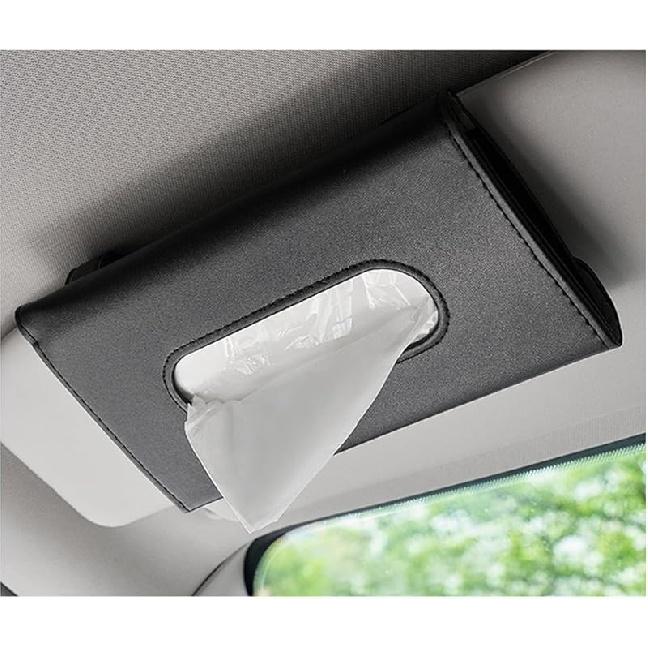 Car Tissue Holder, Vehicle Sun Visor Napkin Box Hanging Paper Towel Dispenser with Tissues Refill, Leather Backseat Paper Towel Case Visor Napkin