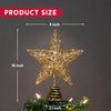 JOYFY 8 inch Christmas Gold Glitter Star Tree Toppers Metal Lighted with 20 LED Lights for Xmas Holiday Party Indoor Decor