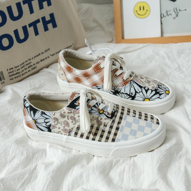 Cashew color trend hip-hop board shoes men's new trend versatile couple low-top canvas shoes fashion