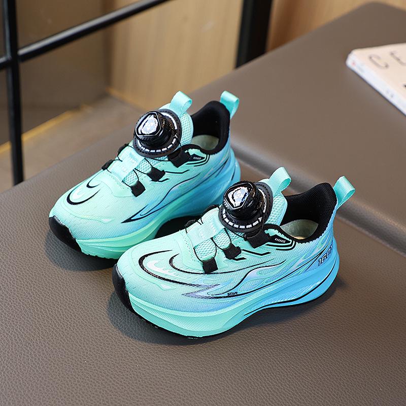 

Children s Gradient Sports Shoes with Rotating Button - 2026 Spring Korean Style for Boys and Girls Size 31, Insole Length 19.3CM озеро синього кольору