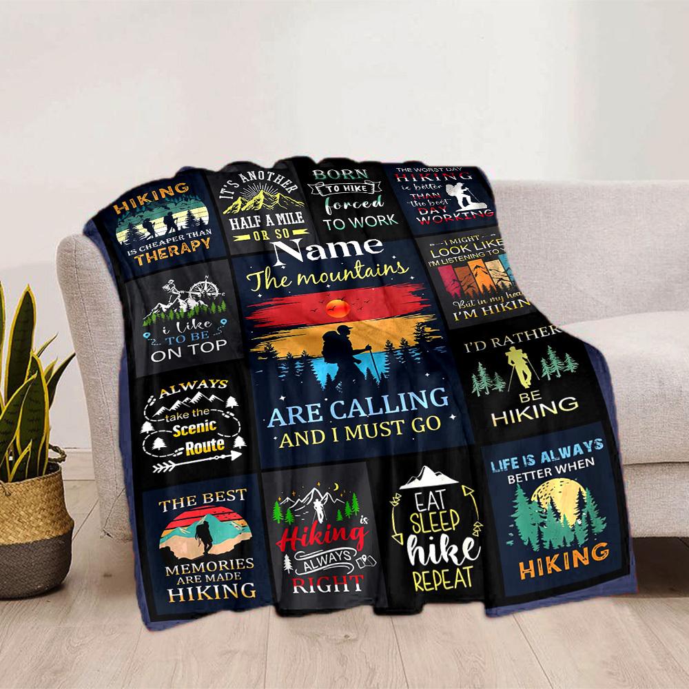 Hiking Adventure Home Customize Your Name Blankets Comfortable Soft Lightweight Allseason Multipurpose Blanket For Picnics Sofas Offices Beds Living
