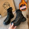 Thick-soled Martin boots women's new autumn British style retro versatile small man height increase black thin short boots