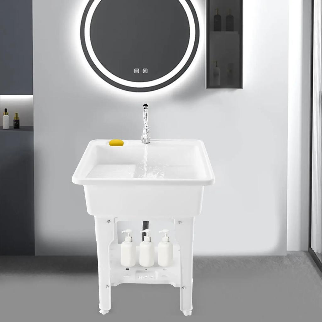 Garden Laundry Sink Freestanding Outdoor Wash Station with Faucet for Patio Yard Cleaning