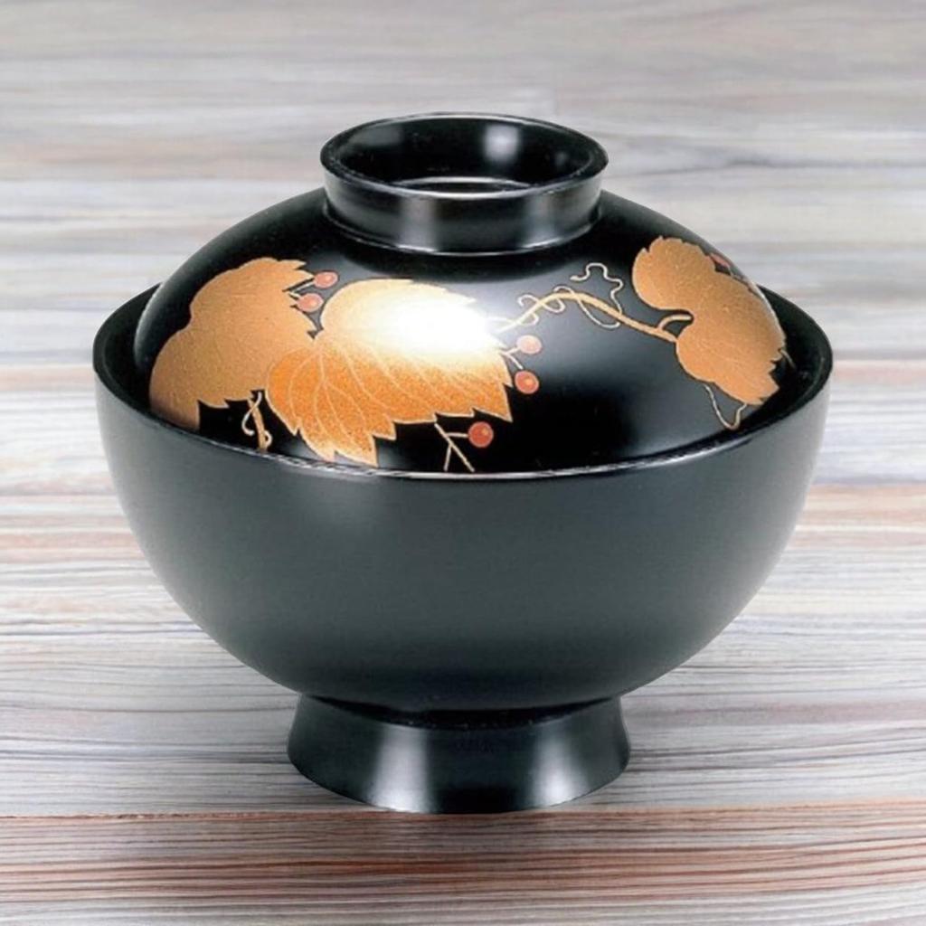 Miso Soppskål TA Senzai Rund Skål Svart Murgröna 12cm x Tillverkad i Japan J-kitchens 4-tums 10.5cm