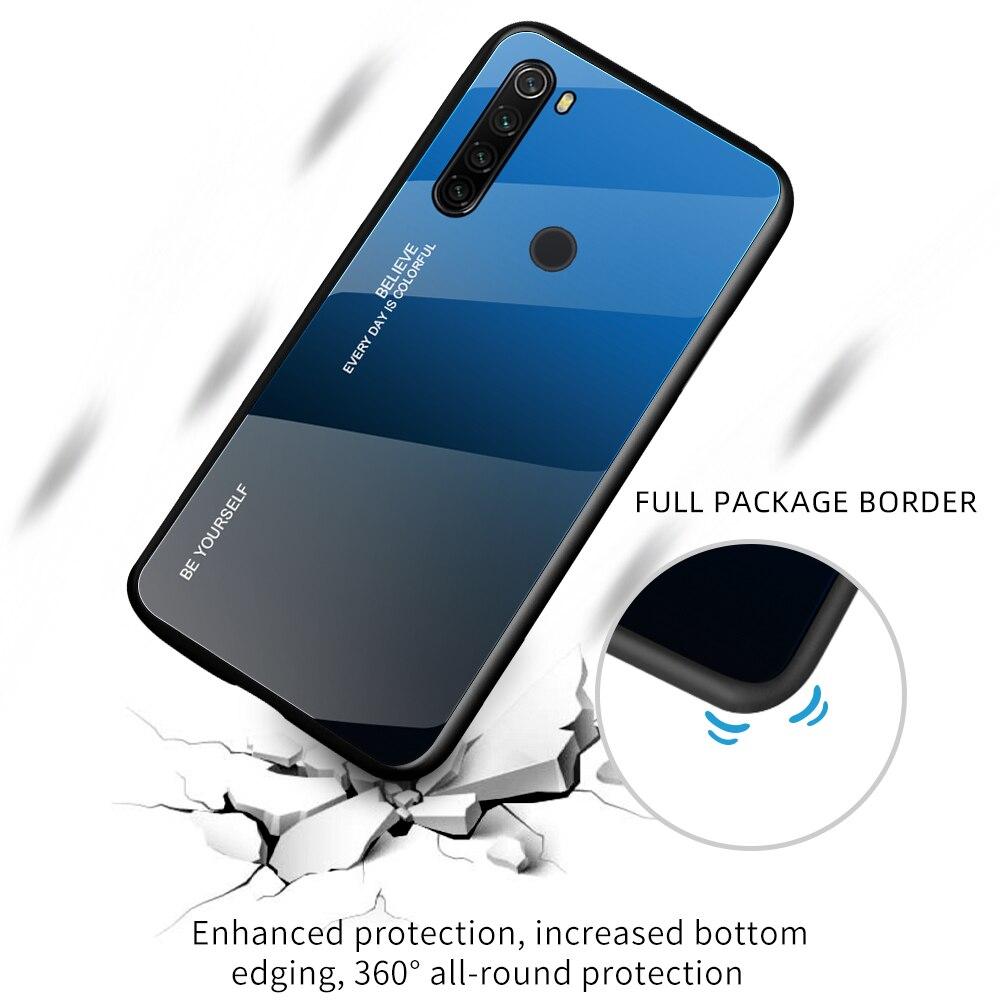 Mirror Gradient Tempered Glass Case For Xiaomi 11 Redmi Note 8 8T 7 6Pro 7A Note 10 Pro Protective Glass Cover For Redmi Note 9 Pro