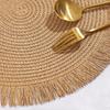 Braided Round Placemats Woven Tassel Table Mats for Kitchen Dining Heat Resistant Natural Fabric Place Mats Indoor Outdoor Use