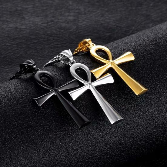 Men Necklace Exquisite Solid Color Sturdy Smooth Surface Stainless Decorative Good Workmanship Cross Shape