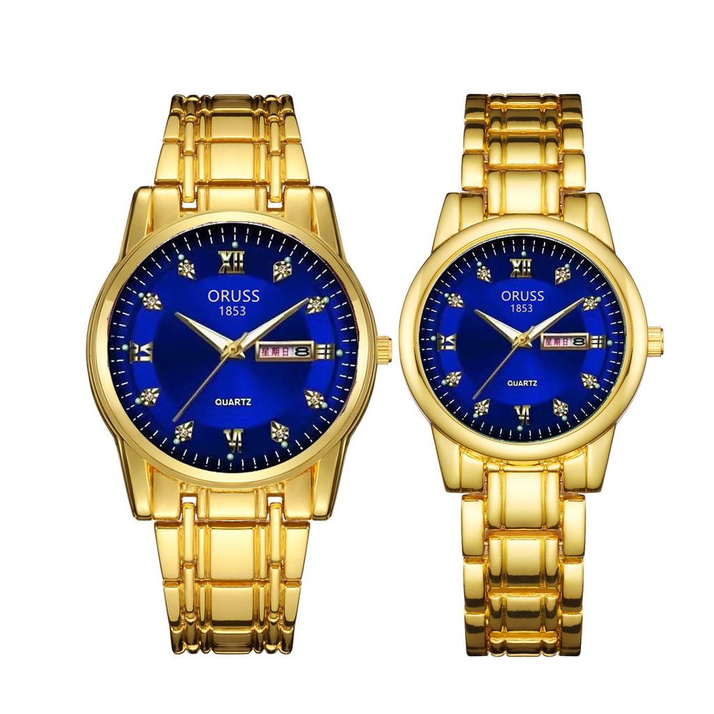 Gold Watch Simulation Watch Atmospheric Business Waterproof Luminous Calendar Watch Men'S Couple Watch Quartz Watch
