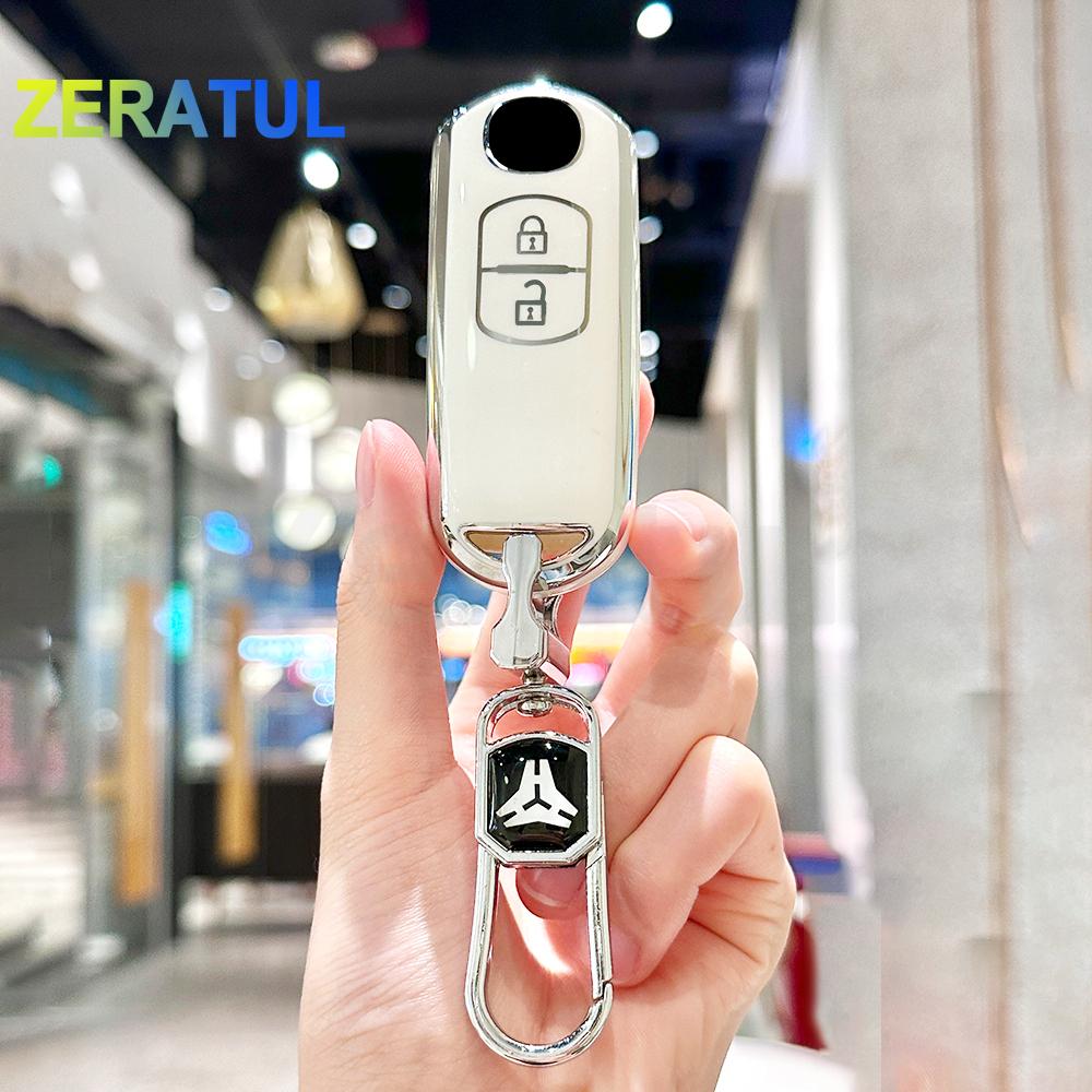 Shell Fob Holder For Mazda 2 3 6 Atenza Axela Demio Cx-5 Cx5 Cx-3 Cx7 Cx-9 2 Buttons Tpu Car Remote Key Case Cover Accessories