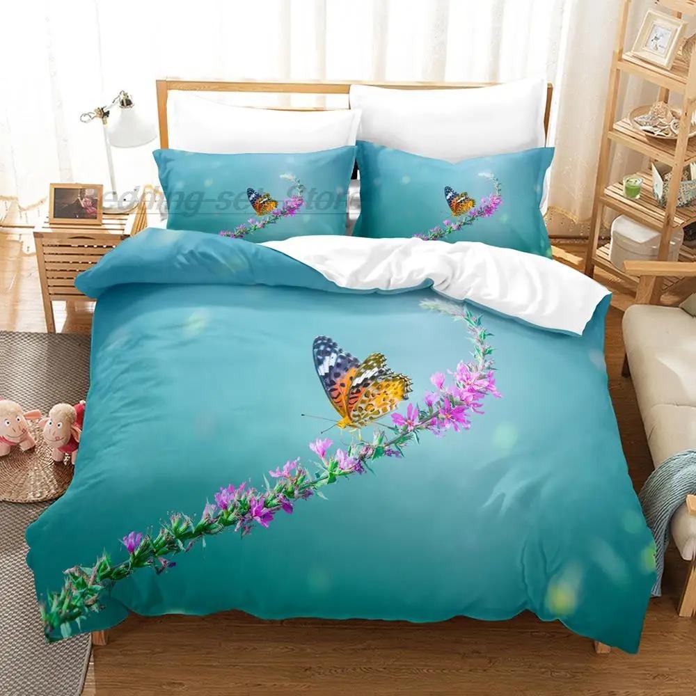 

Комплект постельного белья «Цветы и бабочки» односпальная кровать, двуспальная кровать размера «king-size», комплект постельного белья для детей, комплект пододеяльников, красивое насекомое 70x133cm 2pcs