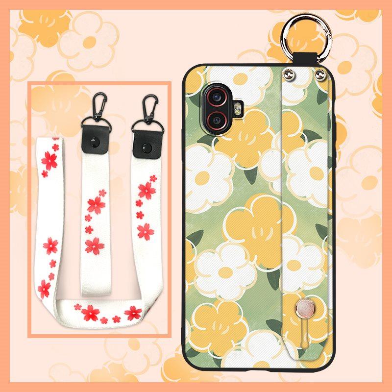 Lanyard Kickstand Phone Case For Samsung Galaxy Xcover6 Pro/SM-G736U/B Oil Painting Wristband Anti-knock Back Cover Ring