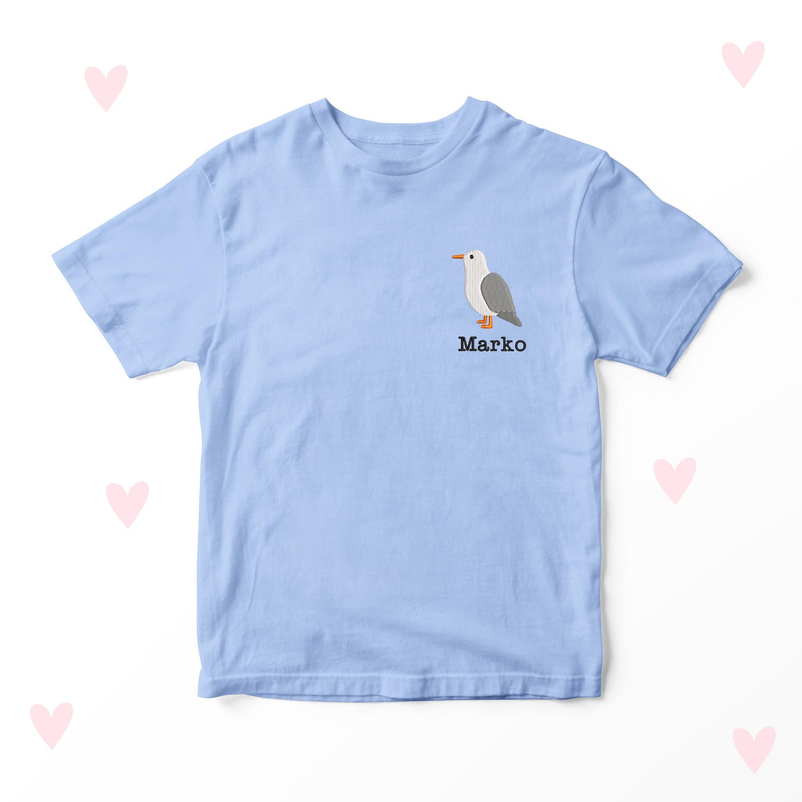 Embroidered Seagull Kids T-Shirt: Beach Theme, Personalized Children s Clothing 130