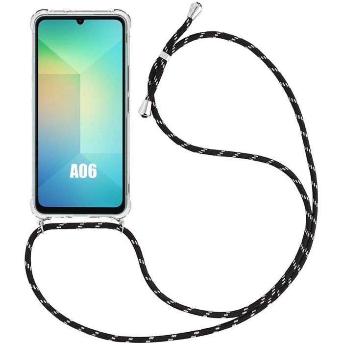 Coque pour samsung galaxy a06, protection renforcée avec cordon noir - booling