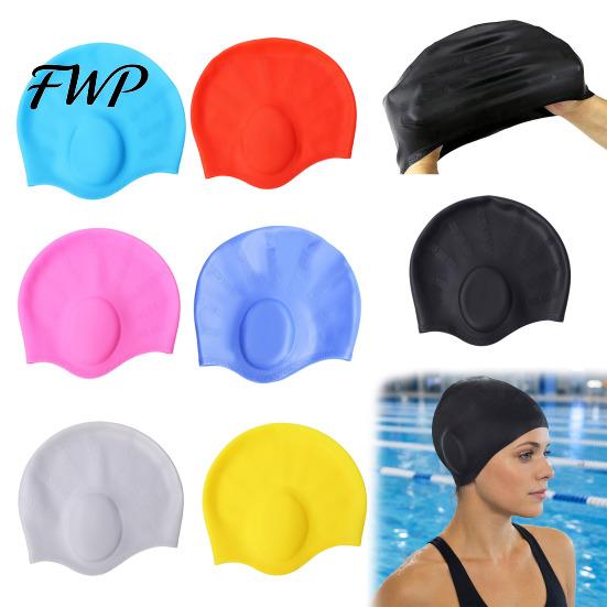 Comfortable Swim Cap Adults Silicone Swimming Cap, Waterproof Non-slip Elastic Pool Hat, Men Solid Color Women Ear Protection Bathing for Short
